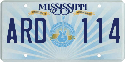MS license plate ARD114
