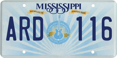 MS license plate ARD116
