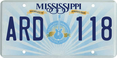 MS license plate ARD118