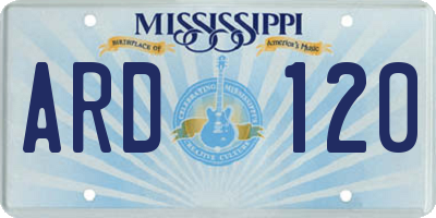 MS license plate ARD120