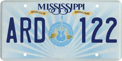 MS license plate ARD122