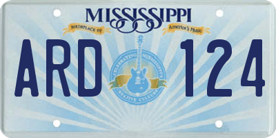 MS license plate ARD124