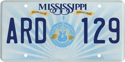 MS license plate ARD129