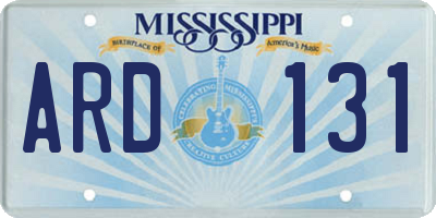 MS license plate ARD131