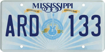 MS license plate ARD133