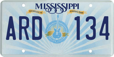 MS license plate ARD134