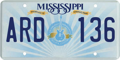 MS license plate ARD136