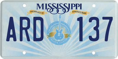 MS license plate ARD137