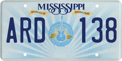 MS license plate ARD138