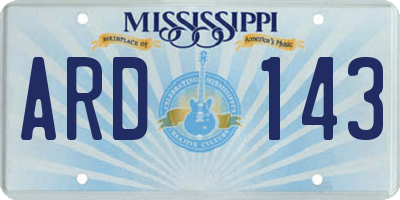 MS license plate ARD143