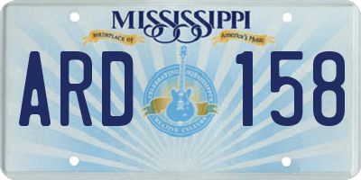 MS license plate ARD158