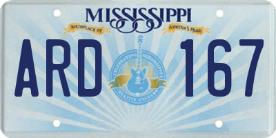 MS license plate ARD167