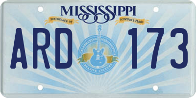 MS license plate ARD173