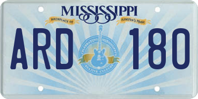 MS license plate ARD180