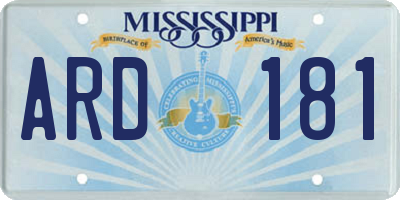 MS license plate ARD181