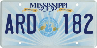 MS license plate ARD182