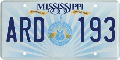 MS license plate ARD193