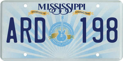 MS license plate ARD198