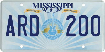 MS license plate ARD200