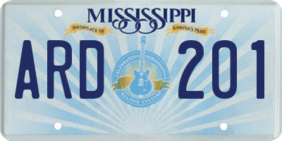 MS license plate ARD201