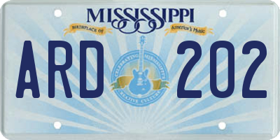 MS license plate ARD202
