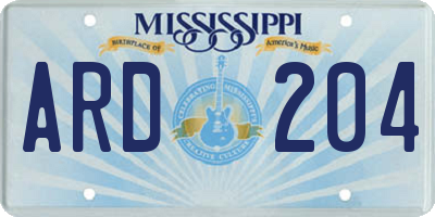 MS license plate ARD204