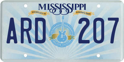 MS license plate ARD207