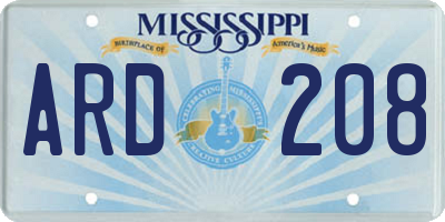 MS license plate ARD208