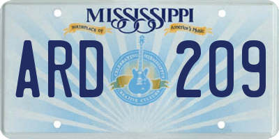 MS license plate ARD209