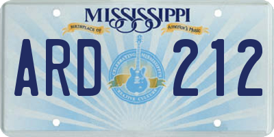 MS license plate ARD212