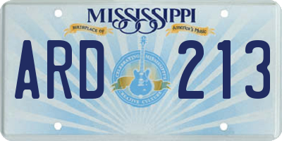 MS license plate ARD213