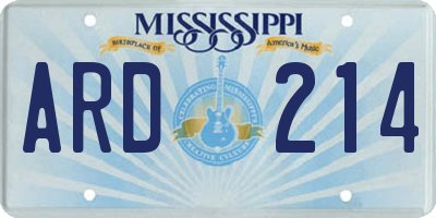 MS license plate ARD214