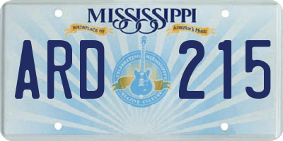 MS license plate ARD215