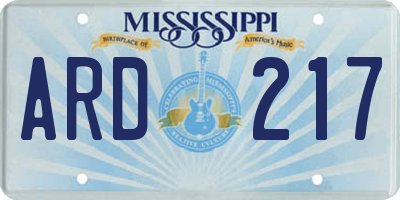 MS license plate ARD217