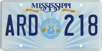MS license plate ARD218