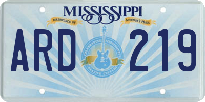 MS license plate ARD219