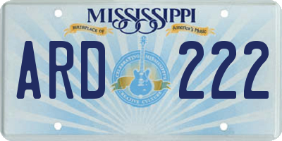 MS license plate ARD222