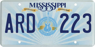 MS license plate ARD223