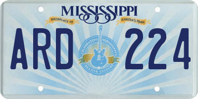 MS license plate ARD224