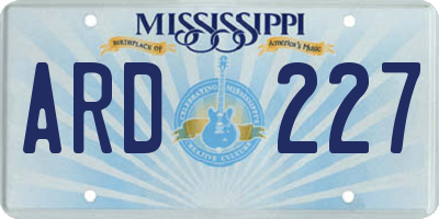 MS license plate ARD227