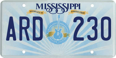 MS license plate ARD230