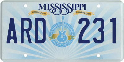 MS license plate ARD231