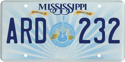 MS license plate ARD232