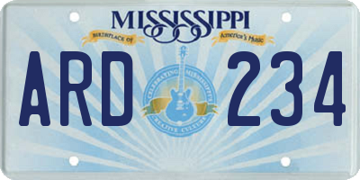 MS license plate ARD234