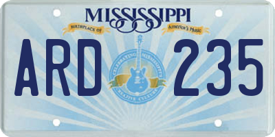 MS license plate ARD235