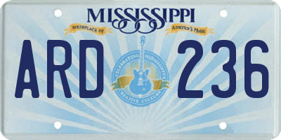 MS license plate ARD236