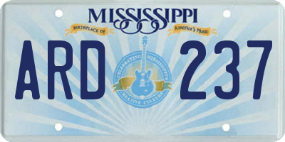 MS license plate ARD237