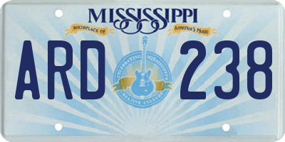 MS license plate ARD238