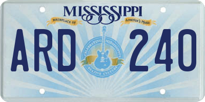 MS license plate ARD240