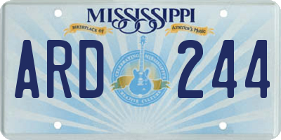 MS license plate ARD244